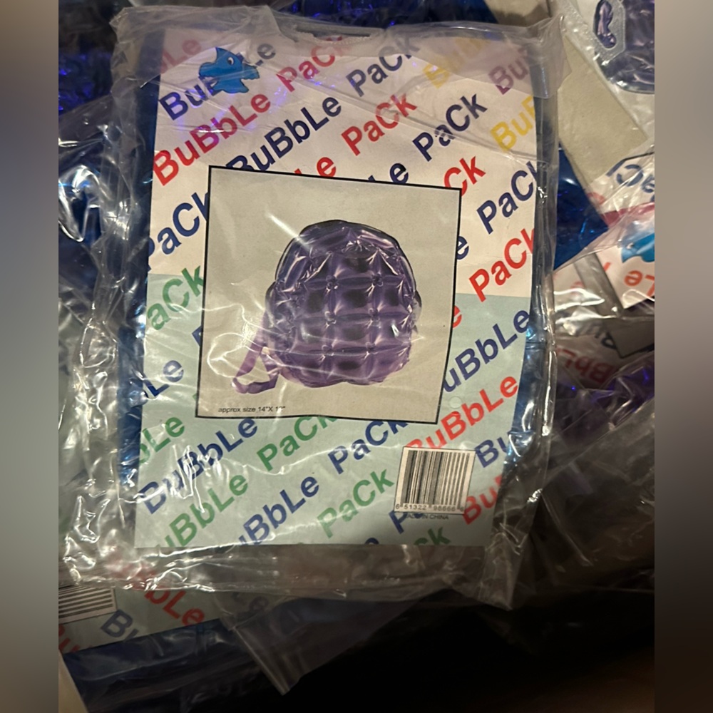 Vintage 90s Inflatable Blow-Up Backpack – NEW in Package – Multiple Colors